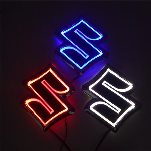 Auto Styling 8 05 cm 8 cm weiß Blau Rot 5D Hinten Abzeichen Glühbirne Emblem Logo led Licht Aufkleber lampe Für Suzuki Zuki Alto Jimny Swift2088