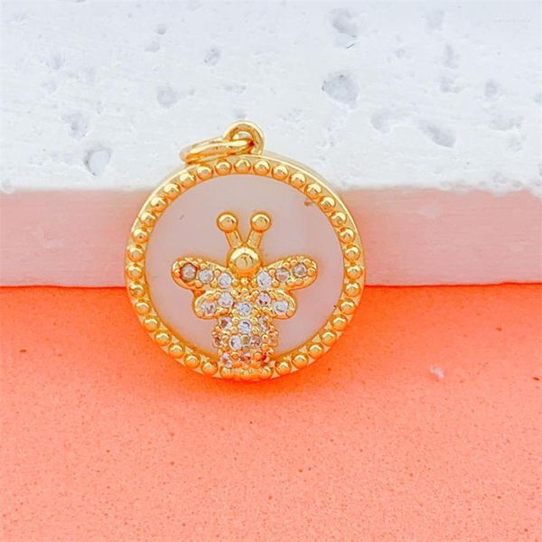 Charms 18K echt vergoldet Imitationsperle Muschel Mama Biene Liebe für DIY Schmuckherstellung Frauen Männer MOM Mädchen Geschenke