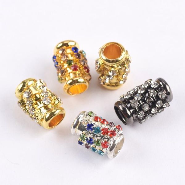 Boncuklar Diğer 5pcs 15x8mm Silindir Tüp Bakır Alaşım Metal Kristal Cam Rhinestones Mücevher Yapma Diy Bilezik için Gevşek Büyük Delik