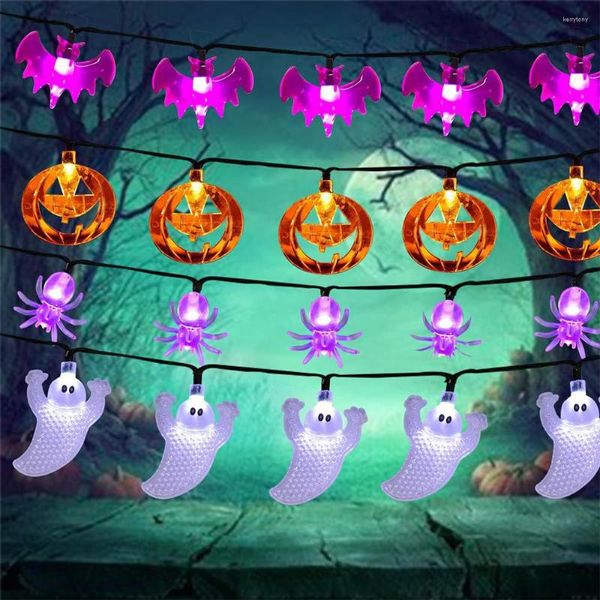 Dizeler 20/10leds Pumpkin Bat Spider LED Işık Dize 1.5/3m Cadılar Bayramı Işıkları Noel Bar Festivali Partisi Açık Deco Lamba