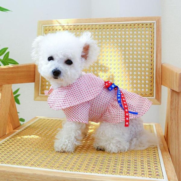 Vestuário para cachorro Pet Princesa Vestido Coleira de Boneca Verão Estrela Padrão Laço