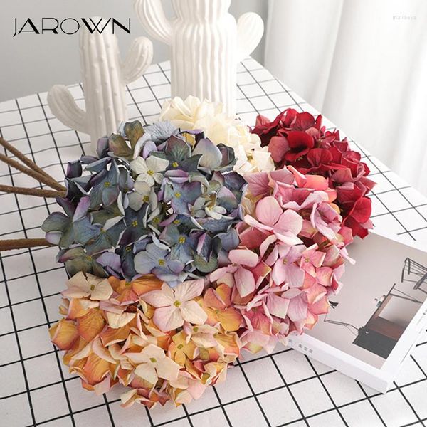 Декоративные цветы Jarown Artificial Hydrangea Европейский стиль ретро -сухой симуляция фальшивая цветочная ветвь свадьба дома декор интерьера