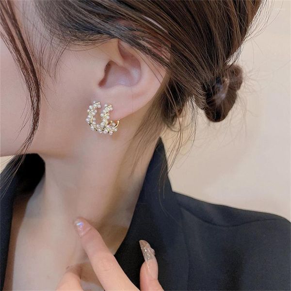 Hoop Ohrringe Simulierte Perle Kreis Für Frauen Mode Vintage Japan Koreanische Süße Elegante Ohr Schmuck Pendientes Geschenke 2023