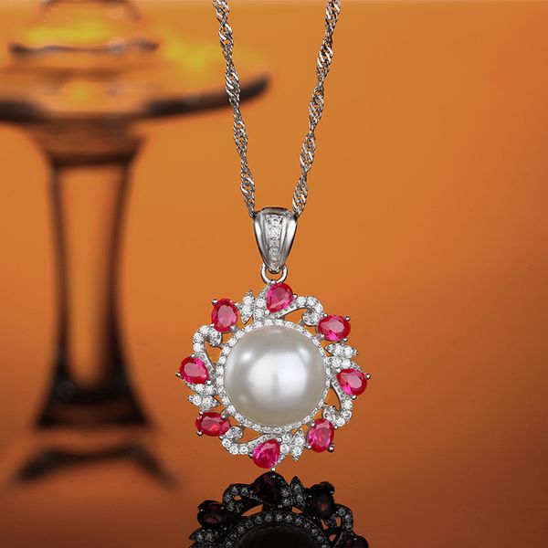 Европейский и американский новый стиль, стерлинговое серебро S925, ожерелье с подвеской из большого жемчуга, универсальный темперамент, роскошные ювелирные изделия, подарок