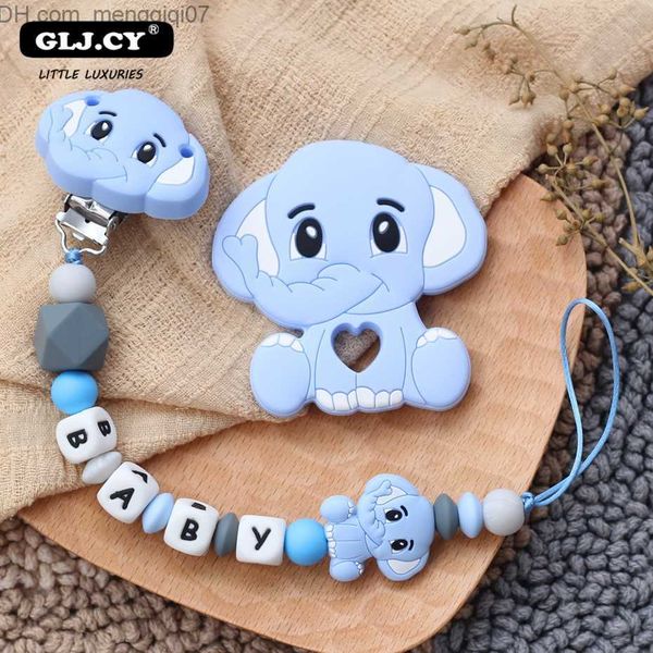 Portaciuccio Clips # Neonatale ciuccio catena elefante perlina in silicone dente giocattolo ciuccio clip BPA supporto fittizio mano regalo personalizzato Z230804