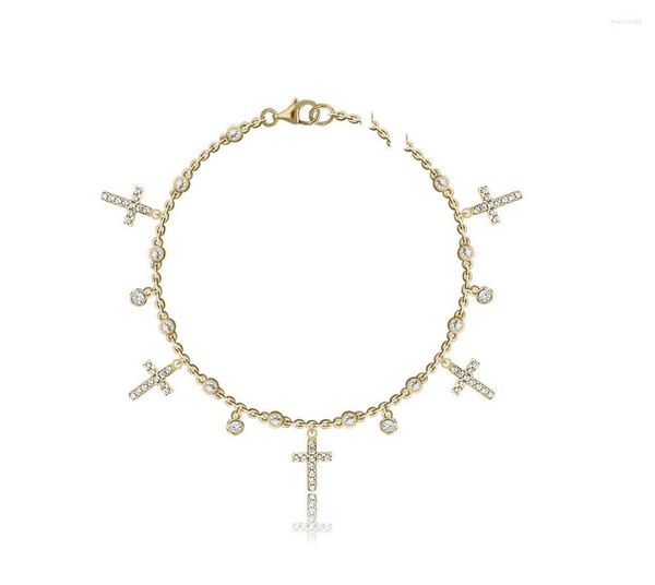 Link Armbänder Promotion 2023 Klassischer Schmuck Lünette CZ Station Kette Kreuz Charm Armband Gold Silber Farbe 15 4 cm