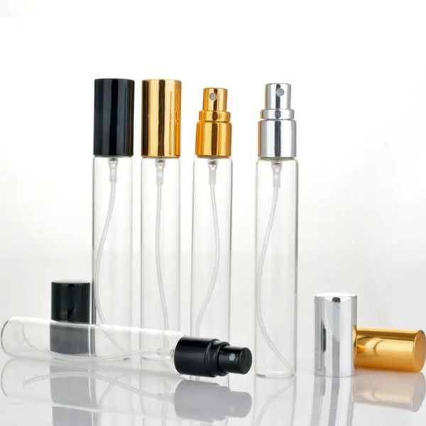 wholesale Bottiglie per campioni di profumo mini mercato caldo Bottiglie per atomizzatore spray da viaggio in vetro da 15 ml con tappo in argento oro nero in promozione LX2