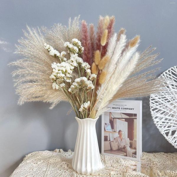 Fiori decorativi Soffici Pampas Erba Composizione di nozze Decorazione Naturale Phragmites Bouquet essiccato Boho Home Living Room Table Decor