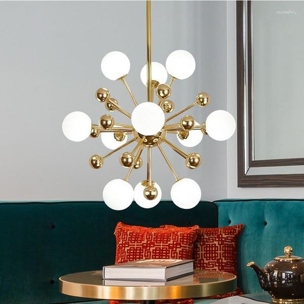 Lampadari postmoderni Dandelion Molecular Golden Glass Ball Lampade a sospensione Soggiorno Cucina Camera da letto G4 Lampada a sospensione a LED