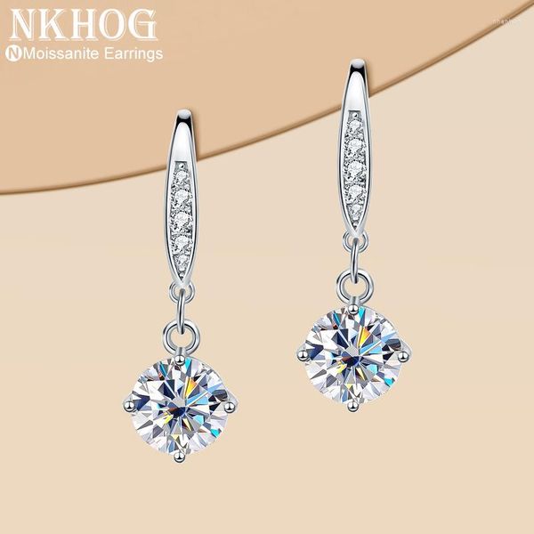 Orecchini pendenti in argento sterling 925 Moissanite Drop per le donne Design semplice del marchio D Color VVS Diamond Pass Test Eardrop Fine Jewelry