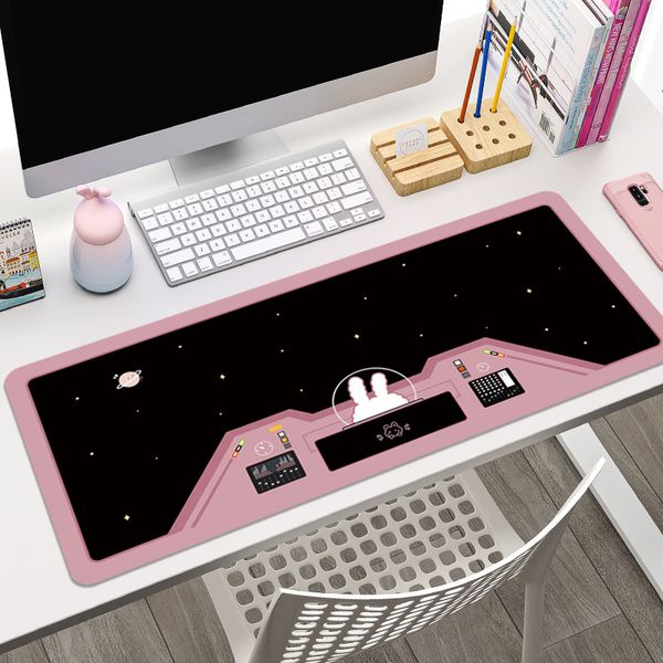 Andere Büro- und Schulbedarf, süßes Weltraum-Astronauten-Kaninchen-Mauspad, Computer-Tastatur, rutschfeste Gummiunterseite, Desktop-Tischmatte für Frauen, 230804