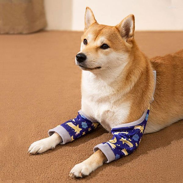 Vestuário para cães Protetor de pernas dianteiras Lesões Outono Inverno Articulação Calor Anti-lamber Ferida Joelho