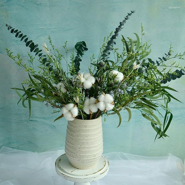 Dekoratif Çiçekler Pamuk Yüksek Kaliteli Gerçek Doğal Çingene Kurutulmuş Okaliptüs Buketi Düğün Gelin Çiçek Dekorasyonu