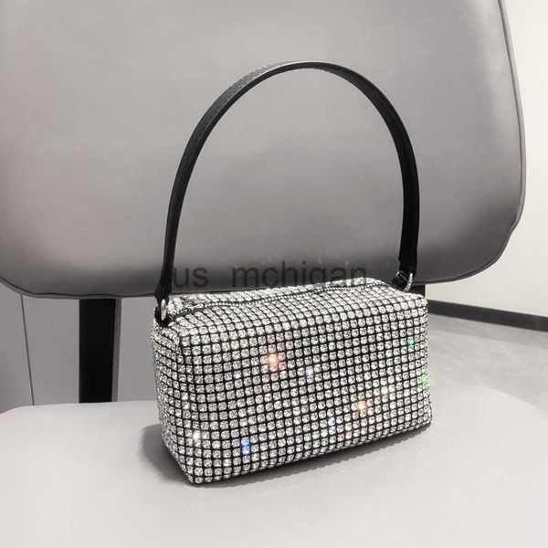 Borse da sera Maniglia strass Borsa da sera argento Crystal Bling Borse con manico superiore per borse e borsette da donna Borsa da donna di design di lusso J230804