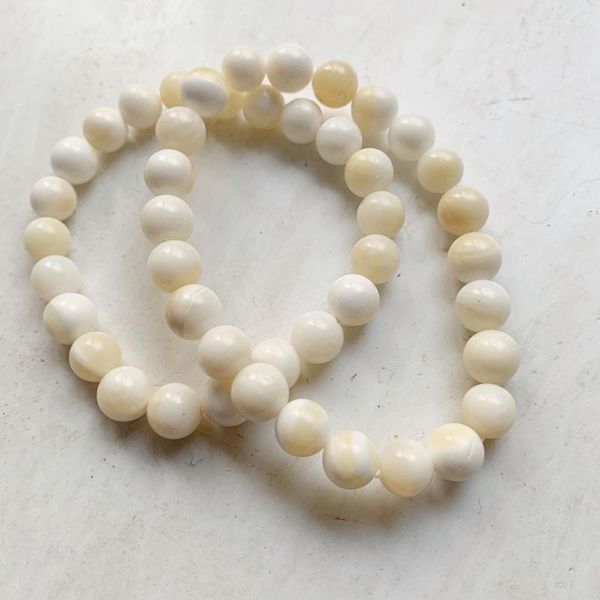 Braccialetto di conchiglia Tridacna naturale con perle di vongole giganti dorate 6 8mm Gioielli di Buddha giallo