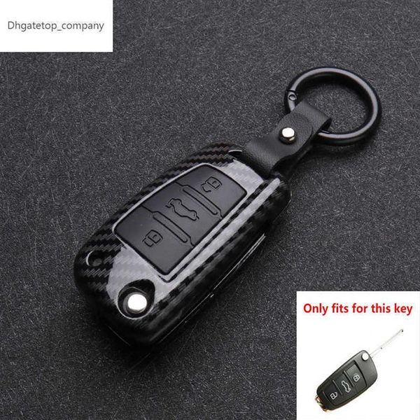 ABS fibra de carbono Silicone Car Key Cover Protector Case Para Audi A3 A4 A5 C5 C6 8L 8P B6 B7 B8 C6 RS3 Q3 Q7 TT 8L 8V S3 chaveiro277s