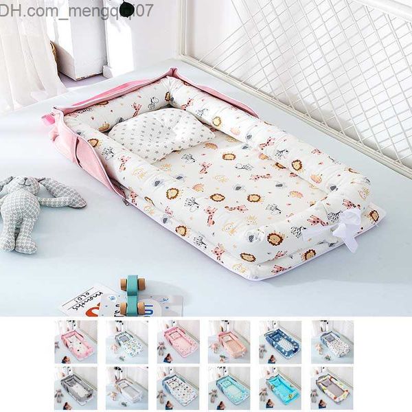 Berços Berços Macio e confortável cama de viagem berço de algodão para bebê adequado para berços portáteis recém-nascidos almofadas de baixo para bebês e ninhos de pára-choques com travesseiros Z230804