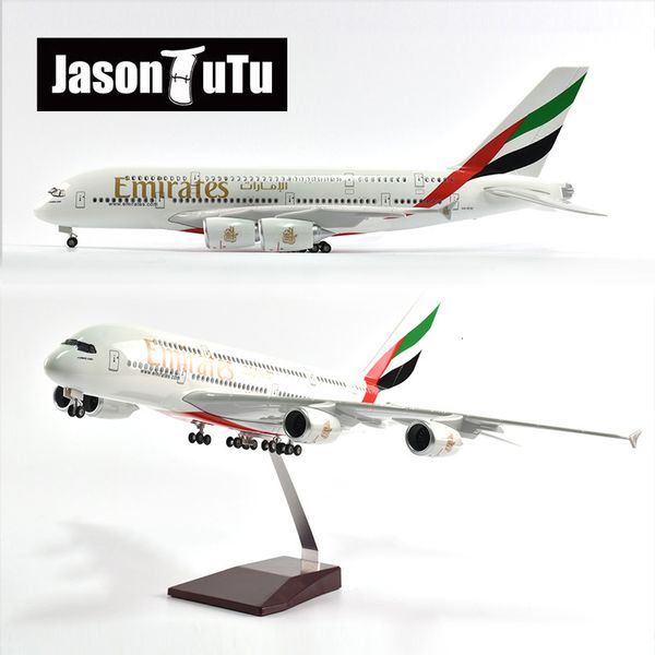 Aereo Modle JASON TUTU 46cm Emirati Arabi Uniti Airbus A380 Aeroplano Modello Scala 1/160 Diecast Resin Light e Wheel Plane Gift 230803