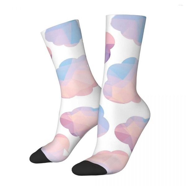 Calzini da uomo Hip Hop Vintage Blue And Pink Cloud Pattern Polygonal Crazy Unisex Motivi geometrici stampati Harajuku