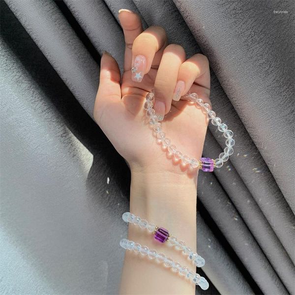 Strang Naturstein Weiße Kristallperlen Armbänder Frauen Mode Glänzende Gebet Yoga Mala Balance Armreifen Freundin Geschenke
