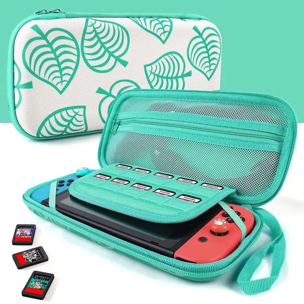 Tragetasche für Nintendo Switch/OLED, Reise-Tragehülle, Hartschalen-Aufbewahrung für Leaf Crossing NS-Konsole und Zubehör, schlanke, schützende, tragbare Reisetasche