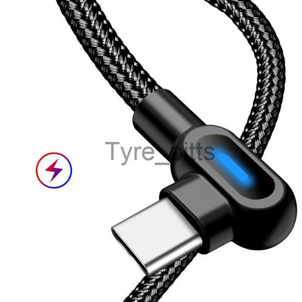 Carregadores/cabos Cabo USB tipo C duplo cotovelo de 90 graus para Samsung S20 Xiaomi Redmi Micro USB Cabo de fio Carregador USB Cabo de carregamento de celular x0804