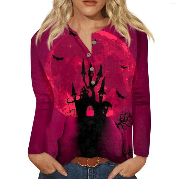 T-shirt da donna camicetta skin-friendly castello di Halloween stampato moda elegante t-shirt elegante e di design Camisetas