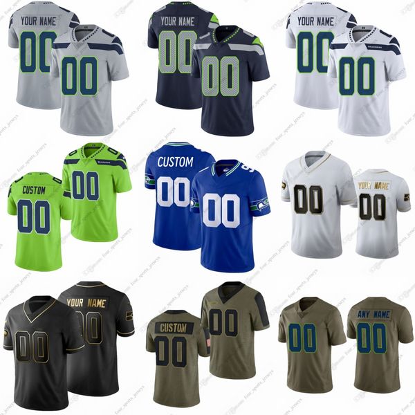 14 DK Metcalf Camisas de futebol Geno Smith DK Metcalf Tyler Lockett Bobby Wagner Charles Cross Fã Kenneth Walker III