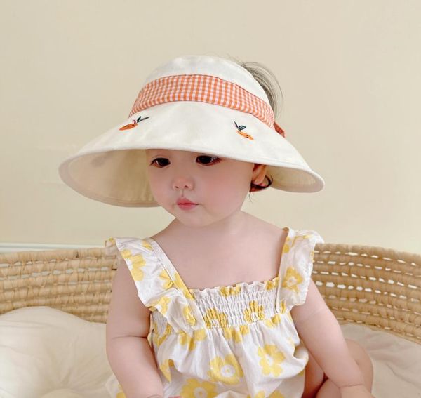 Accessori per capelli Summer Bowknot Cappello da sole Outdoor Vuoto Top Big Brim Bambini Boy Girl Cap Beach Travel Kids Baby Visiera Caps