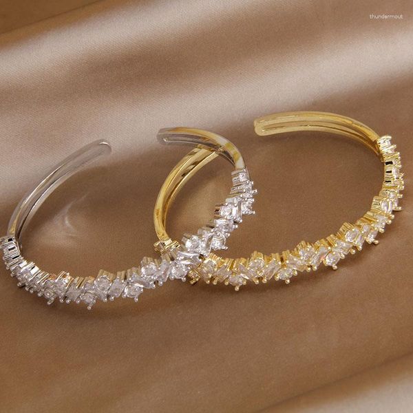 Bangle Luxury Full Crystal нерегулярные открытые браслеты для женского модного дизайна ювелирных изделий для женщин.