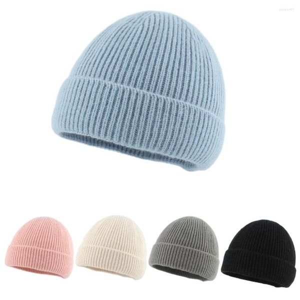 Berretti Inverno Caldo Cappello da bambino lavorato a maglia Bambini Bambino Tinta unita Berretto con teschio Lana Skullies Berretti Ragazzi Ragazze Street Dance Cappellini hip-hop