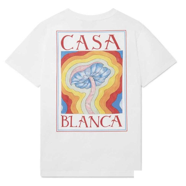 Camisetas Masculinas Casablanca Designer Tshirt 23Ss Rainbow Mushroom Uni Tees Hawaiian Short Sleeve T-Shirt Casablanc Drop Delivery Apparel Dhoau