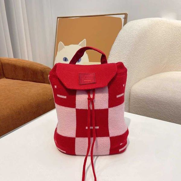 Borsa da zaino firmata da maglieria rossa per uomo Zaini Borsa stile laptop Borsa da spalla invernale da lavoro a maglia Borsa da viaggio Borsa da donna Borsa da donna 220929