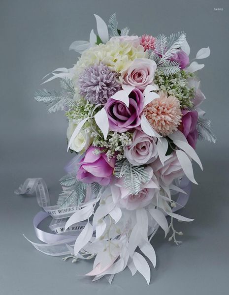 Декоративные цветы Meldel искусственный цветочный букет невест свадебный водопад шелк розы