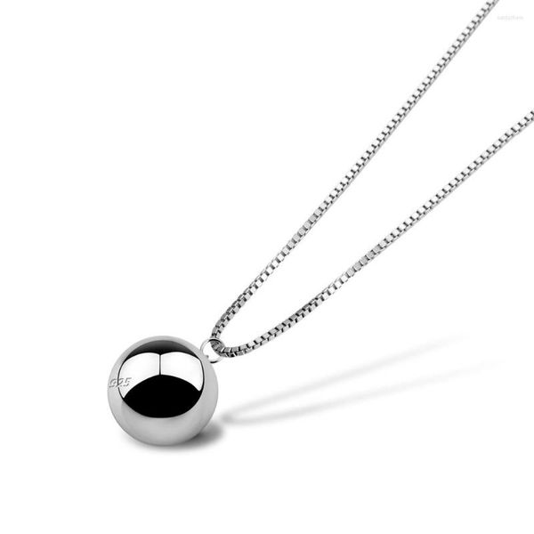 Catene ZiqiudieS925 Collana coppia in argento sterling Campana Perlina tonda Cuore amore Ciondolo liscio Studente semplice