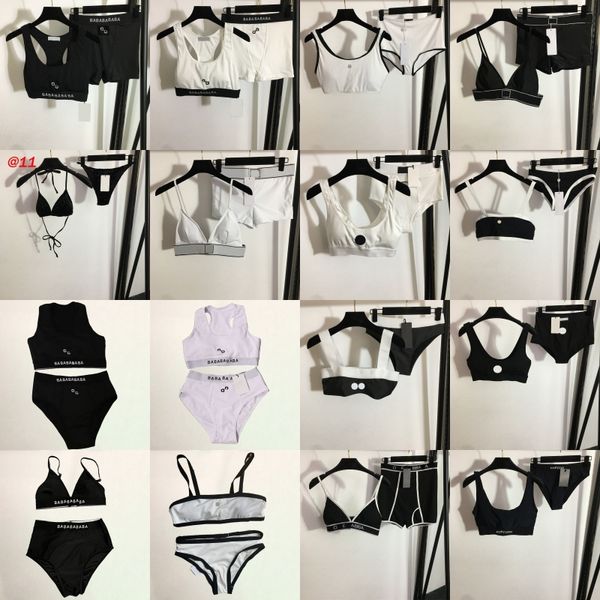 Contraste cor biquinis mulheres roupa de banho sexy split acolchoado maiô verão praia sutiã briefs branco preto mulher maiô senhora charmiing maiôs