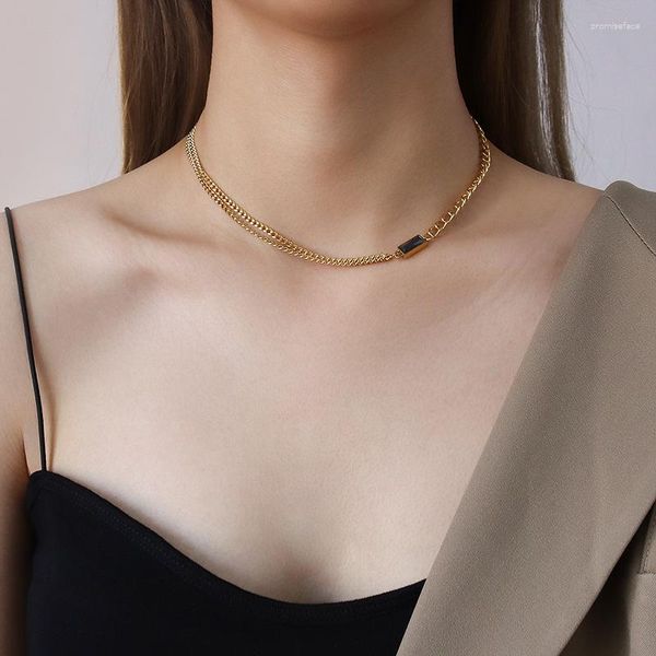 Il braccialetto della collana di zircone verde nero della doppia catena del choker mette il prezzo di fabbrica della donna dei gioielli dell'acciaio inossidabile 316 L non si sbiadisce mai