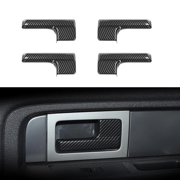 Acabamento interno da maçaneta da porta para Ford F150 Raptor 2009-2014 Fibra de carbono 4PCS205D