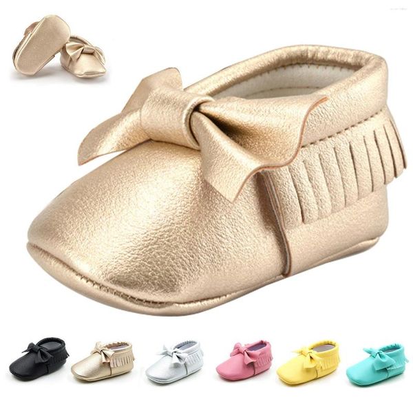 First Walkers 2023 Fashion Nappe Baby Mocassino Born Babies Scarpe 14 colori PU Stivali Prewalkers in pelle