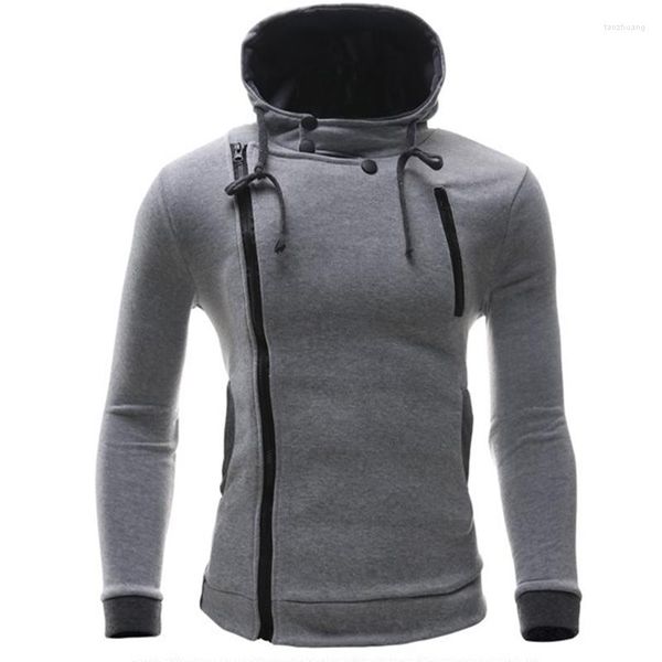 Herren Hoodies Anbenser Männer Mode Persönlichkeit Seite Schräg Pull Reißverschluss Kapuzenpullover Frühling Herbst Langarm Casual Hoody