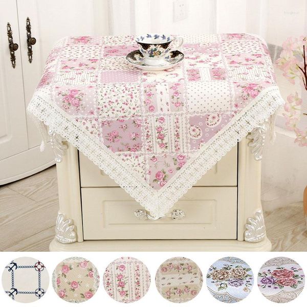 Toalha de Mesa Princesa Coreana Rosa Romântico Renda Decoração de Casamento Capa de Cabeceira Armário Quarto À Prova de Poeira