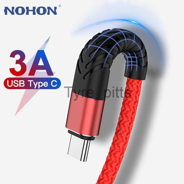 Caricabatterie/cavi Cavo USB tipo C Cavo 3A a ricarica rapida per telefono cellulare Caricatore USBC Cavo micro USB per Huawei Xiaomi Redmi Samsung Google Pixel 1 2 m 3M x0804