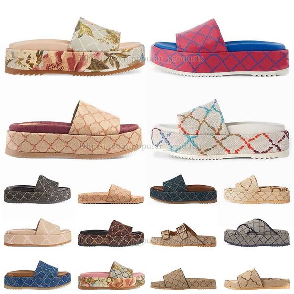 2024 berühmte Damen Blumen Slide Sandale Luxus G Sandalen Plattform Slides Hausschuhe rutschfeste dicke weiche Unterseite Slipper Sommer Luxus Home House Outdoor Schuh Herren 35-45