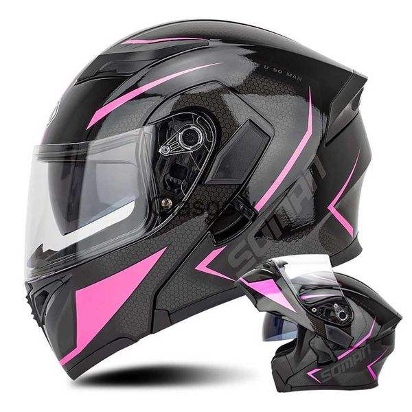 Capacetes de motocicleta Soman Vire o capacete de motocicleta Homens Mulheres Casco Moto Motorbike Racing Moto Helmet Motocross Helmet Biker Capacetes de rosto completo