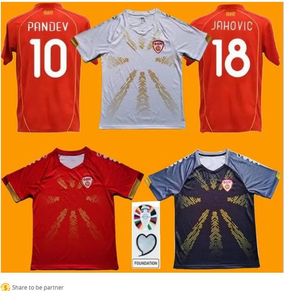 2023 2024 Jerseys de futebol da Macedônia do Norte Elmas Alioski Pandev Trajkovski Jahovic Ristovski Musliu Elmas 23/24 Seleção nacional Home Away