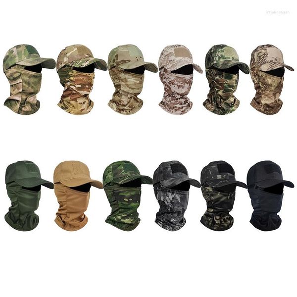 Berretti a sfera Cappuccio militare Berretto da baseball tattico dell'esercito per l'estate Snapback Cappelli da sole Passamontagna mimetico da esterno Mezza maschera da sci