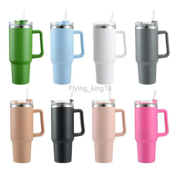 Neue Stil 40oz Auto Tasse mit Griff Edelstahl Auto Becher Outdoor Griff Stroh Tasse Auto Isolierte Kühler Becher wasser Flaschen HKD230803