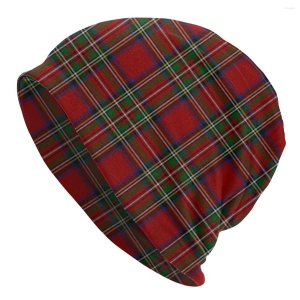 Berets Royal Tartan Plaid Caps Hip Hop Street Skullies Mützen Hut Männer Frauen Erwachsene Frühling Warme Dual-use-Motorhaube gestrickt