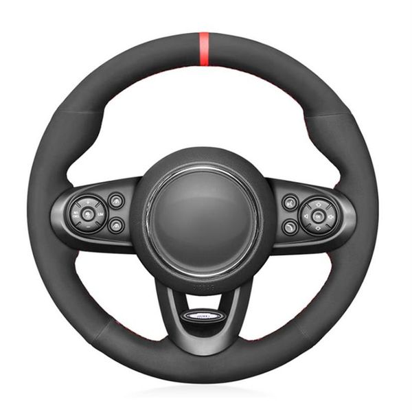 Direksiyon simidi, mini hatchback mini JCW Clubman Convertible Coundman209E için Siyah Süet Kırmızı İşaretçi Kıdamlı Araç Kapağı