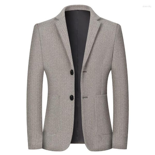 Abiti da uomo Uomo Navy Grey Khaki Cashmere Blazer Autunno Inverno Colletto dentellato Single Breased Giacca classica da uomo Abiti eleganti 2023